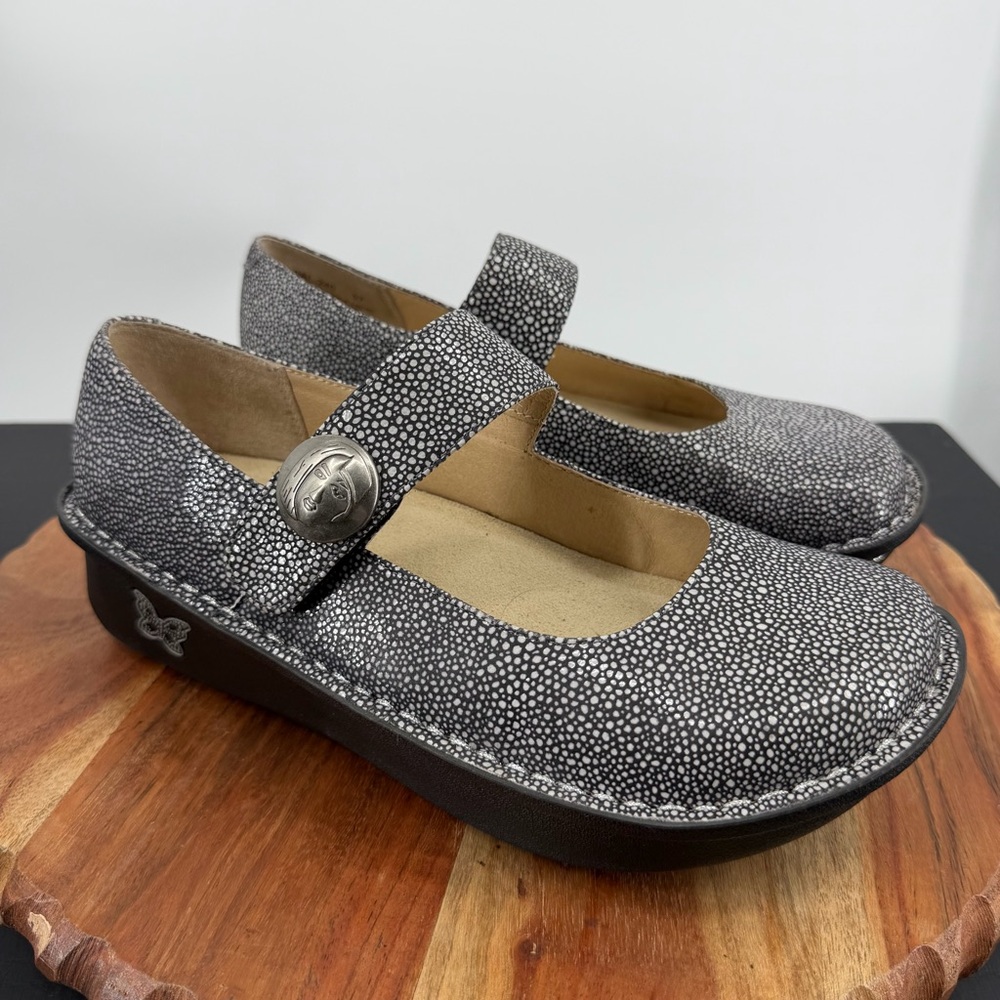 Alegria Paloma Mary Jane shoes black and white Le Artist" Inky stippled 37 7-7.5